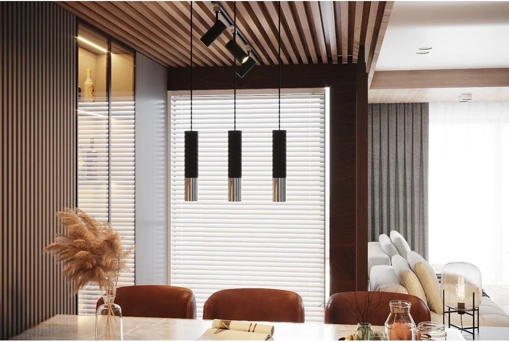 Lustră neagră/argintie din metal ø 8 cm Longbot – Sollux