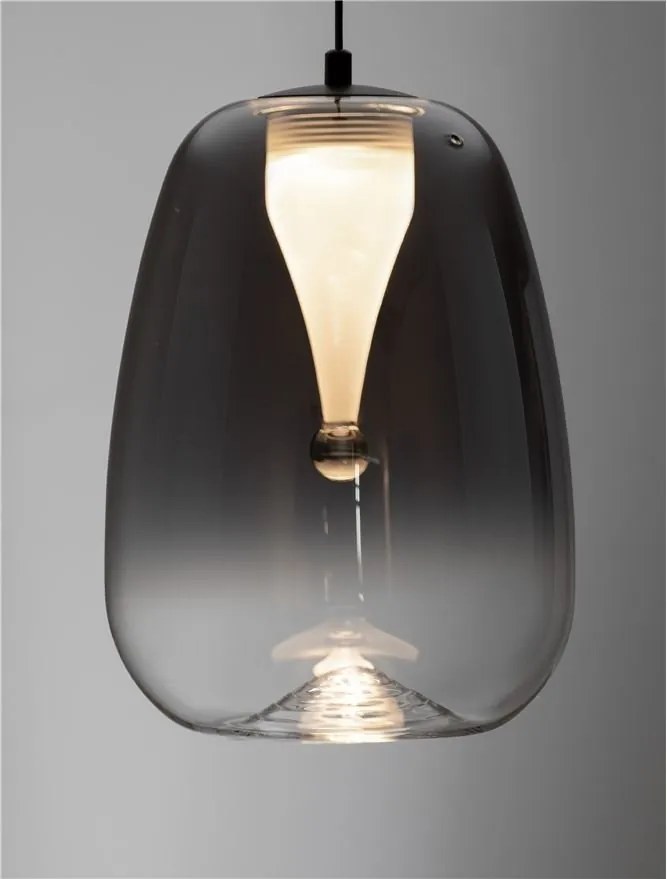 Pendul LED modern, Metal, Sticla, Gri Fumuriu, OBLO