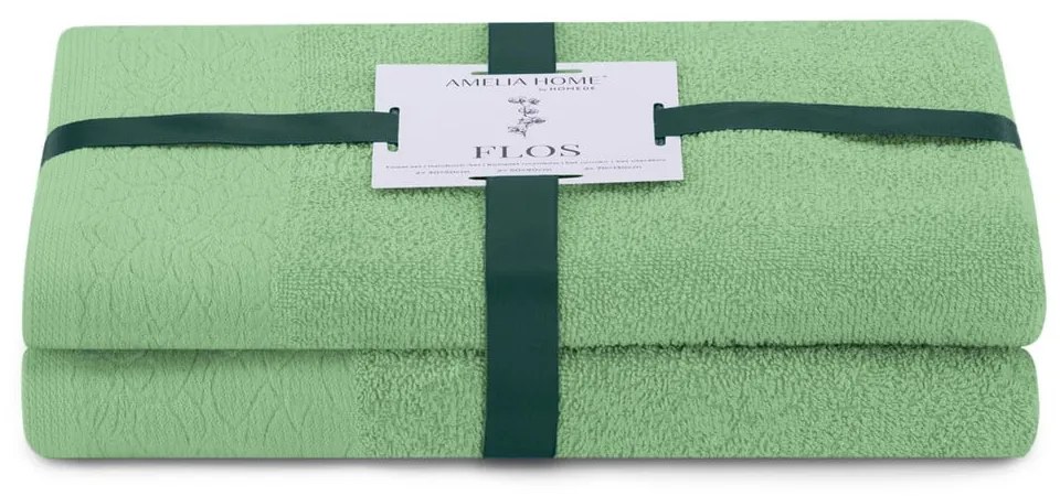 Prosoape de baie verde-deschis 2 buc. din bumbac din frotir Flos – Restilo