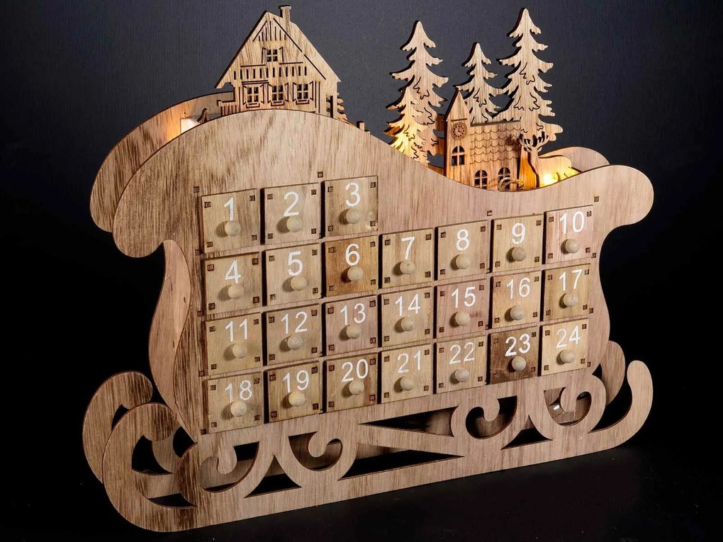 Calendar Advent Sleigh cu led