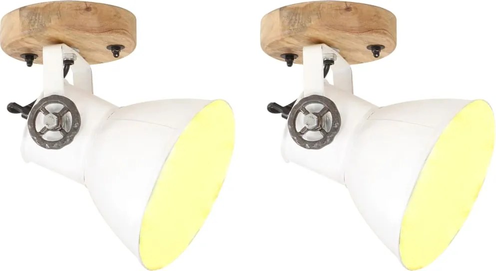 vidaXL Lămpi de perete/tavan industriale, alb, 2 buc., 20x25 cm, E27