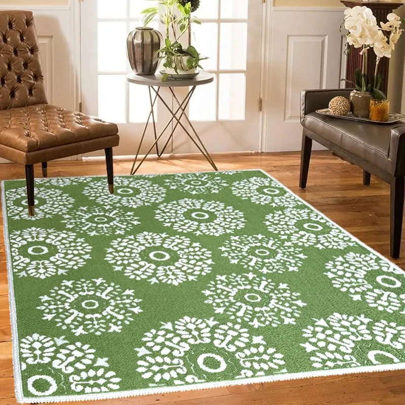 Covor tesut din Bumbac, verde, 60x200 cm, CBB603
