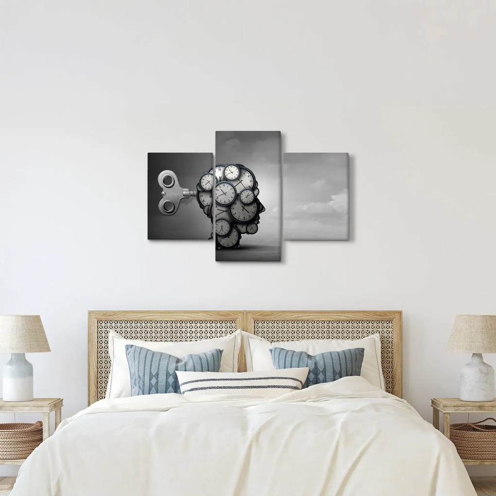 Tablou artistic cu cu cap și ceas (90x60 cm)