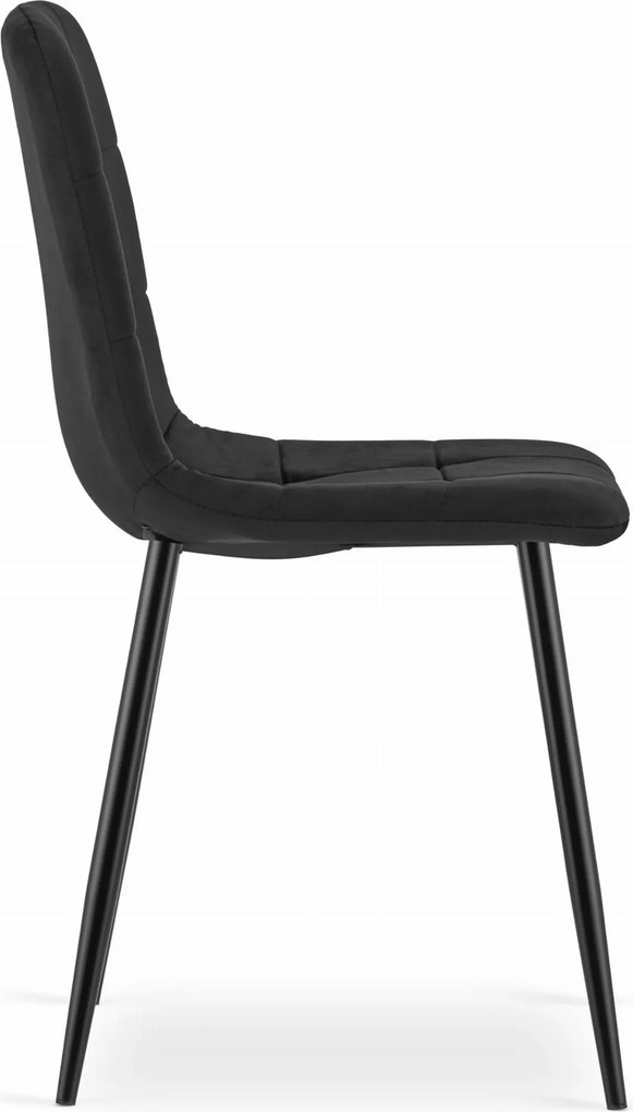 Scaun catifea negru KARA cu picioare negre