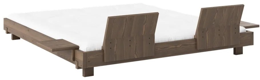 Pat matrimonial maro din lemn de pin cu somieră 180x200 cm Social – Karup Design
