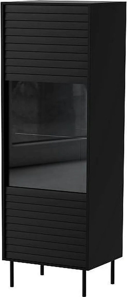 Vitrina CORTINA, negru, PAL laminat/sticla, 53x40x182 cm