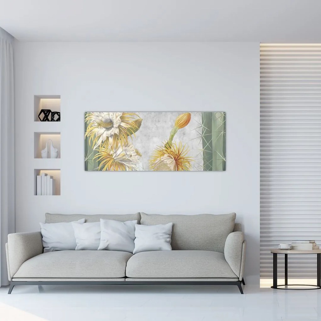 Tablou - Cactuși înfloriți (120x50 cm)