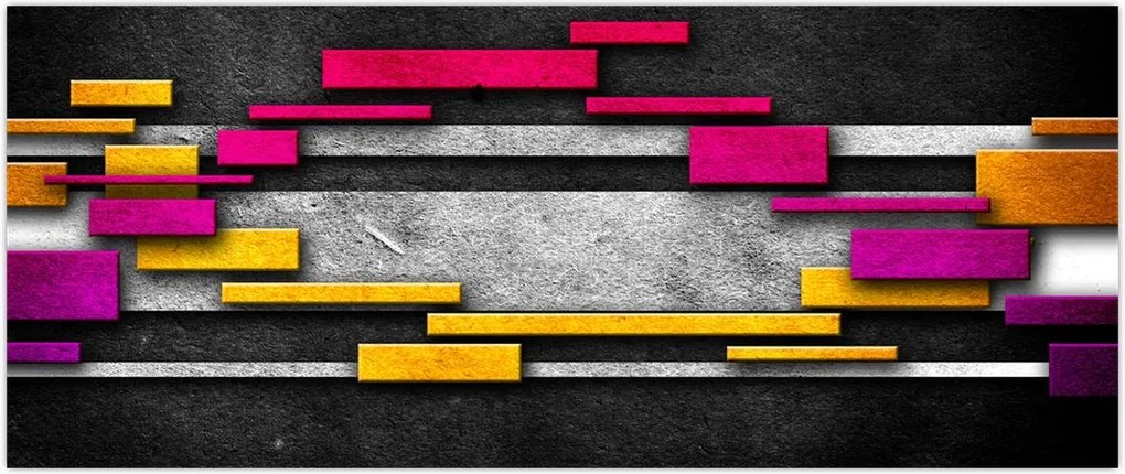 Tablou - Abstrac colorat, fundal negru (120x50 cm)