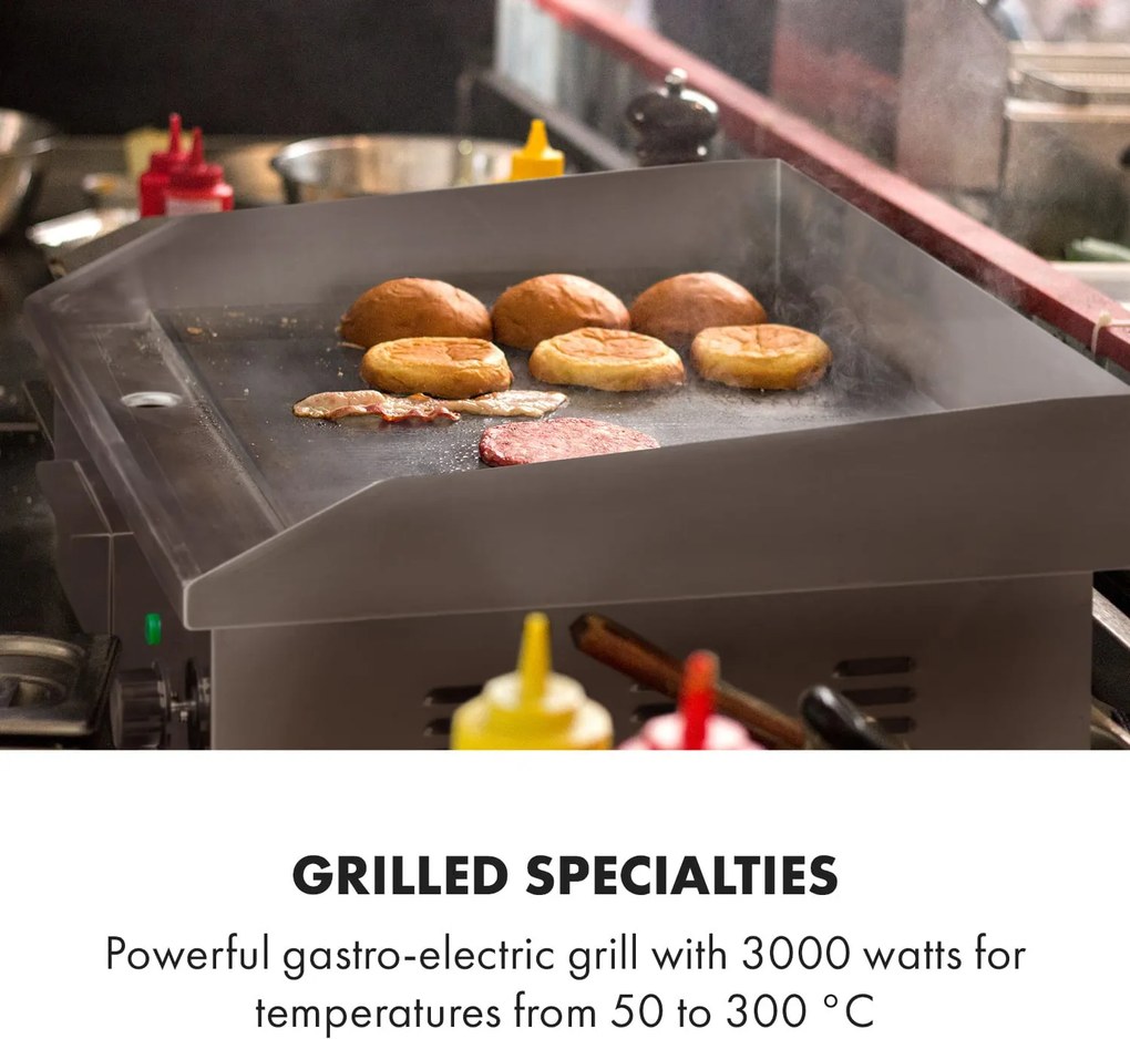 Klarstein Grillmeile 3000G, grătarul electric, 3000 W, placă de grill, 54,5 x 35 cm, netedă