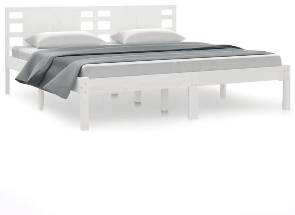 3104239 vidaXL Cadru de pat, alb, 200x200 cm, lemn masiv de pin