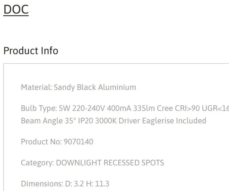 Spot LED aplicat design minimalist DOC 5W negru