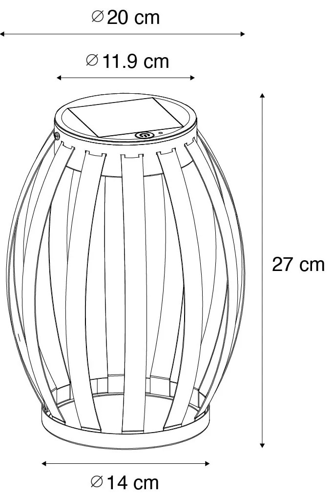Lampă de masă de exterior neagră cu 3 trepte de intensitate reglabilă, solară și reîncărcabilă - Sheldon