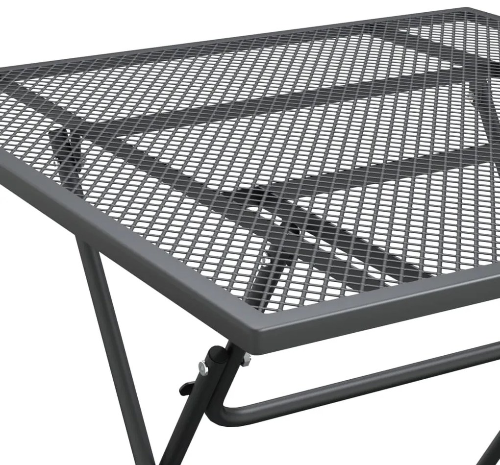 Set mobilier gradina 3 piese antracit plasa metalica expandata Lungime masa 80 cm, 3