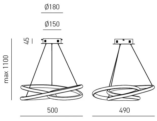 Lustra LED design modern Diva 50cm, auriu, alb sau titan