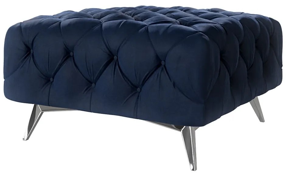 Taburet albastru închis cu tapițerie din catifea Chelsea – Ropez