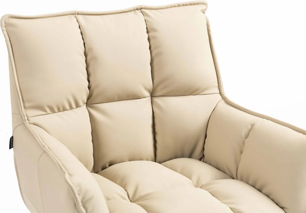 HR560N Scaun Crem Piele Ecologica Premium Soft cu Bază Aurie