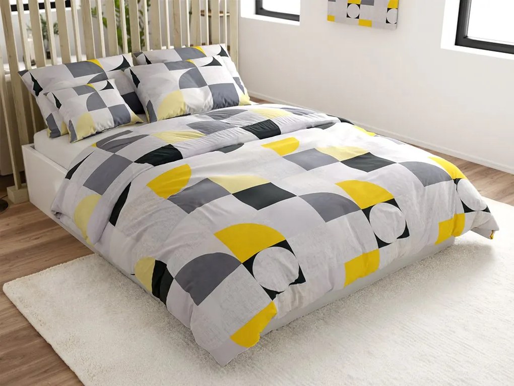 Lenjerie de pat din bumbac Renforce CREP GEOMETRIES crem Dimensiune lenjerie de pat: 70 x 90 cm | 140 x 200 cm