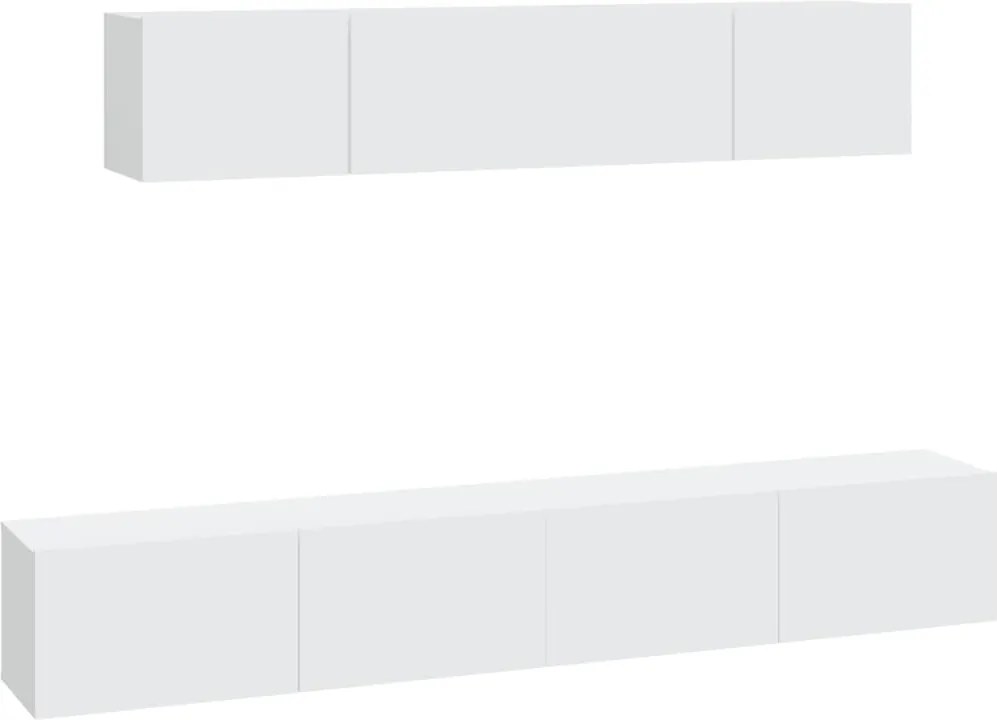 vidaXL Set dulap TV, 4 piese, alb, lemn prelucrat