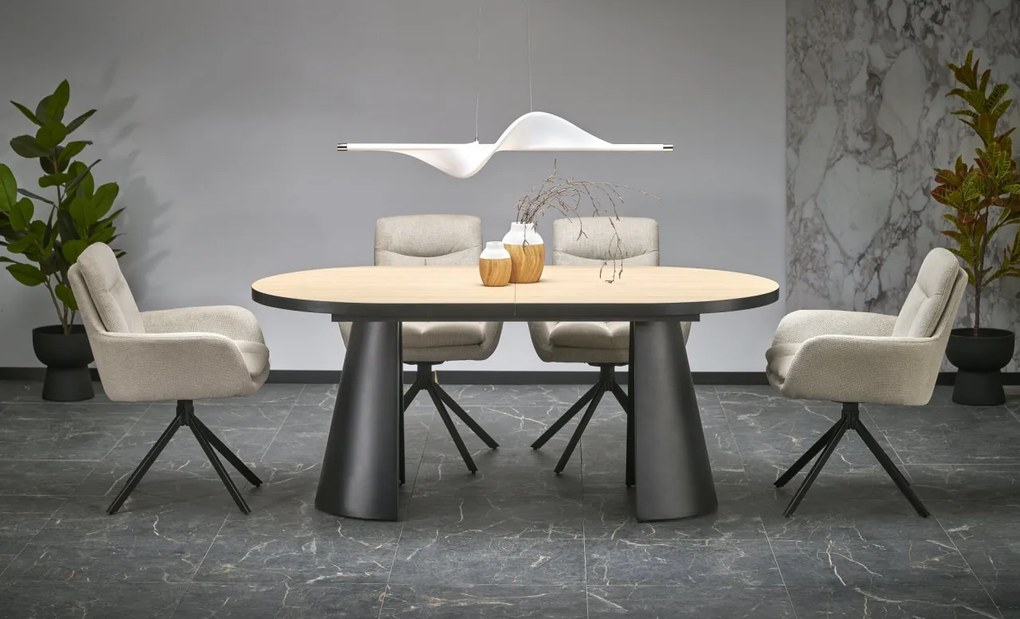 Masa extensibila Giacomo natur/negru L180-240 cm