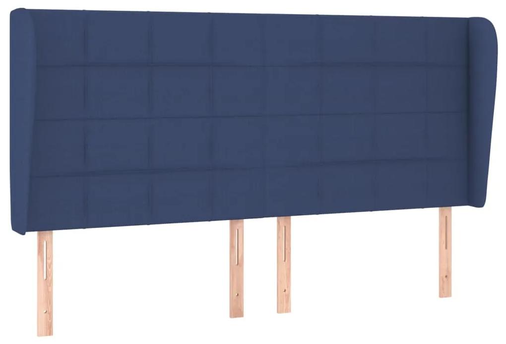 3117968 vidaXL Tăblie de pat cu aripioare, albastru, 163x23x118/128 cm, textil