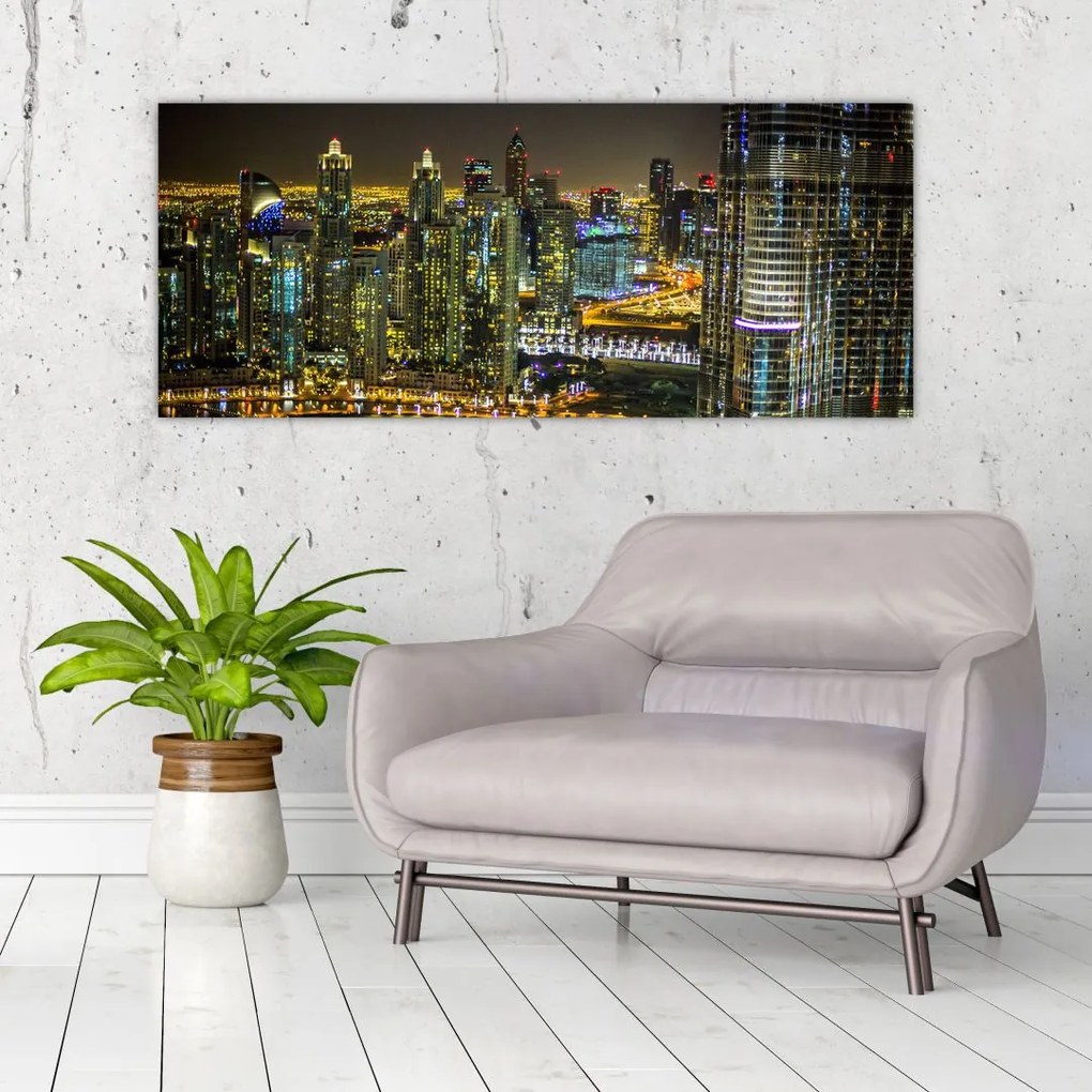 Tablou cu oraș nocturn (120x50 cm)
