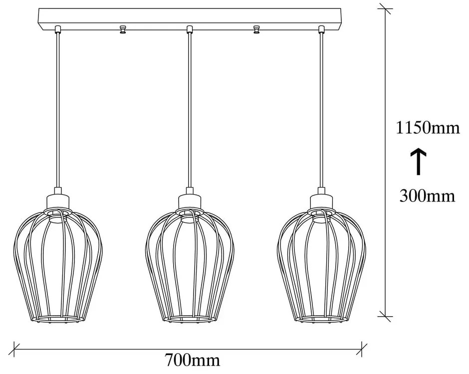 Lustră de 3 becuri Opviq lights Tel Long, negru