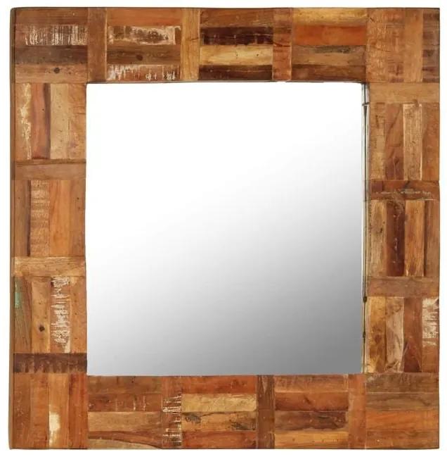 Oglinda de perete, lemn masiv reciclat, 60 x 60 cm