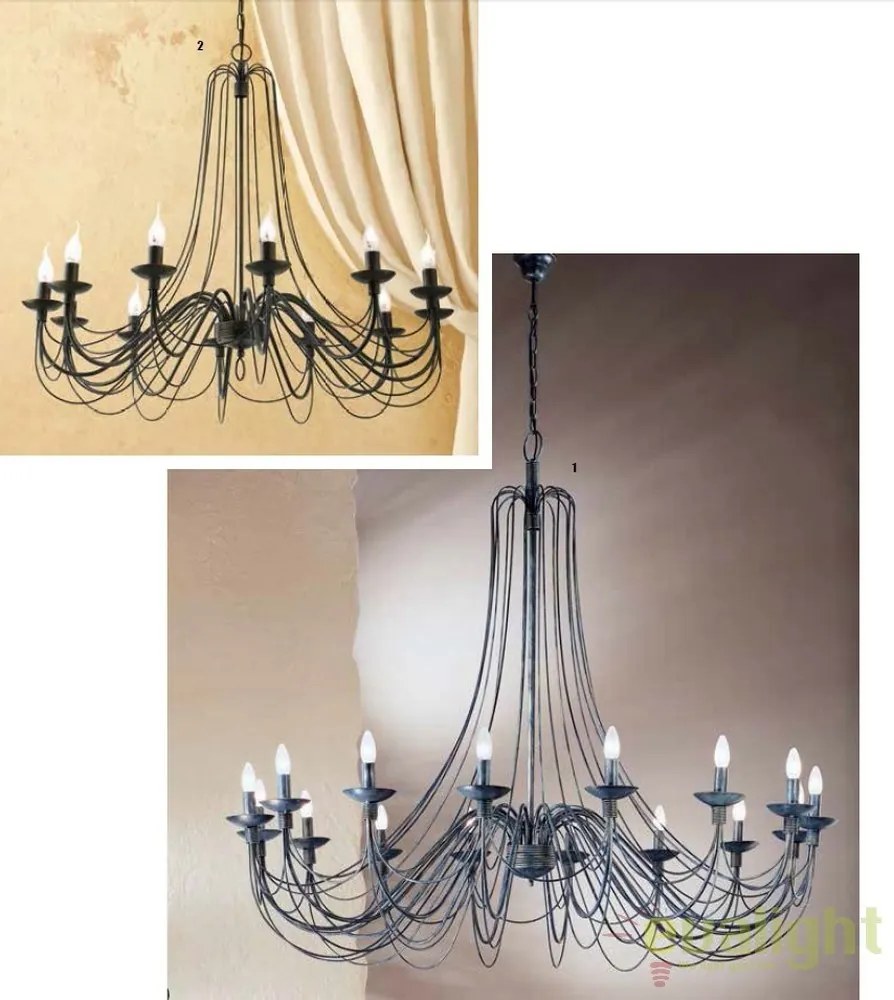Candelabru design rustic cu 8 brate Vela, antik