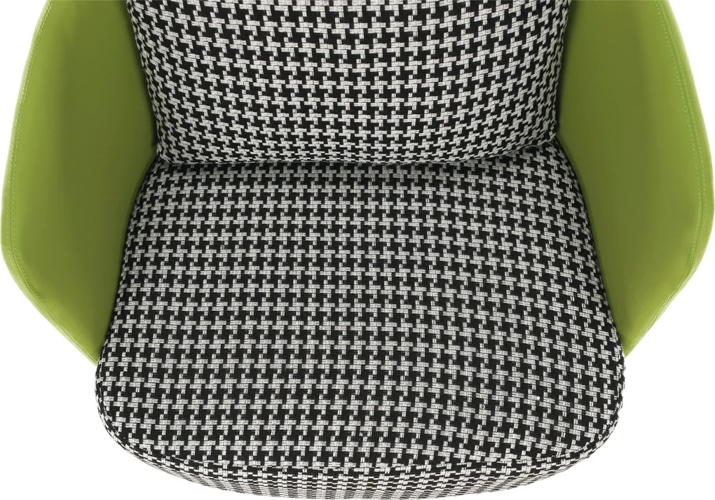 Fotoliu design, model alb-negru/ piele ecologică verde, EMREN