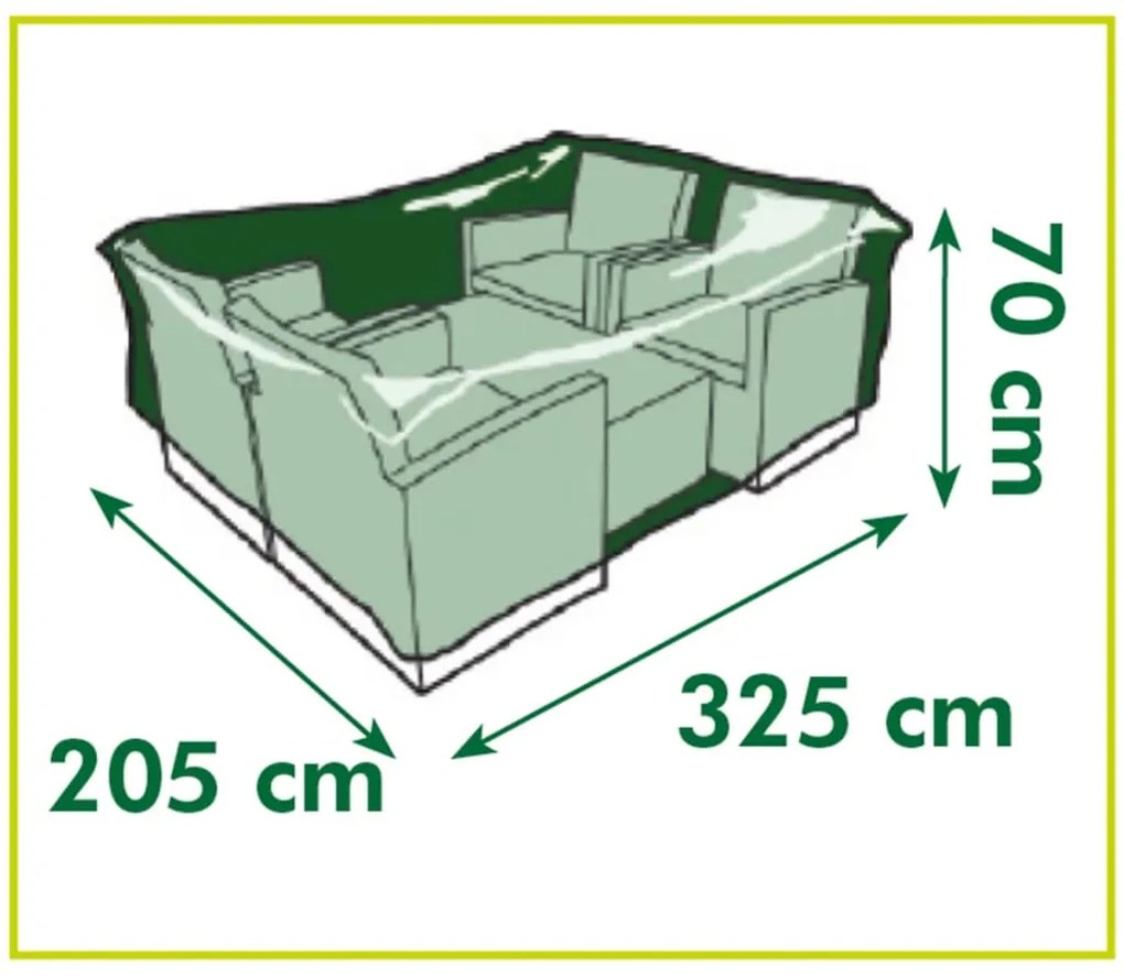 Nature Husa mobilier de gradina pentru masuta si scaune 325x205x70 cm 1, Gri, 325 x 205 x 70 cm