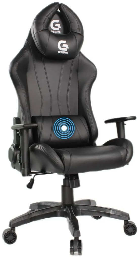 Scaun gaming, ergonomic, masaj pernă lombară, brațe reglabile 2D, piele PU, roți silențioase, rezistent 150 KG, Negru/Alb