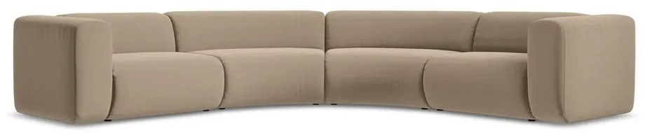 Colțar bej cu tapițerie din catifea Ekahi – Makamii