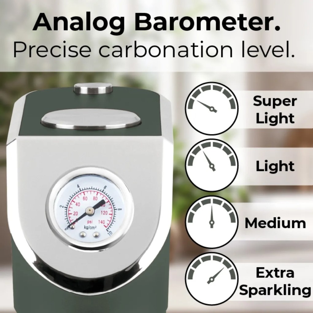 Aparat preparare bauturi carbogazoase Green Matt Berlinger Haus BH 9785N, verde mat, include 2 sticle reutilizabile