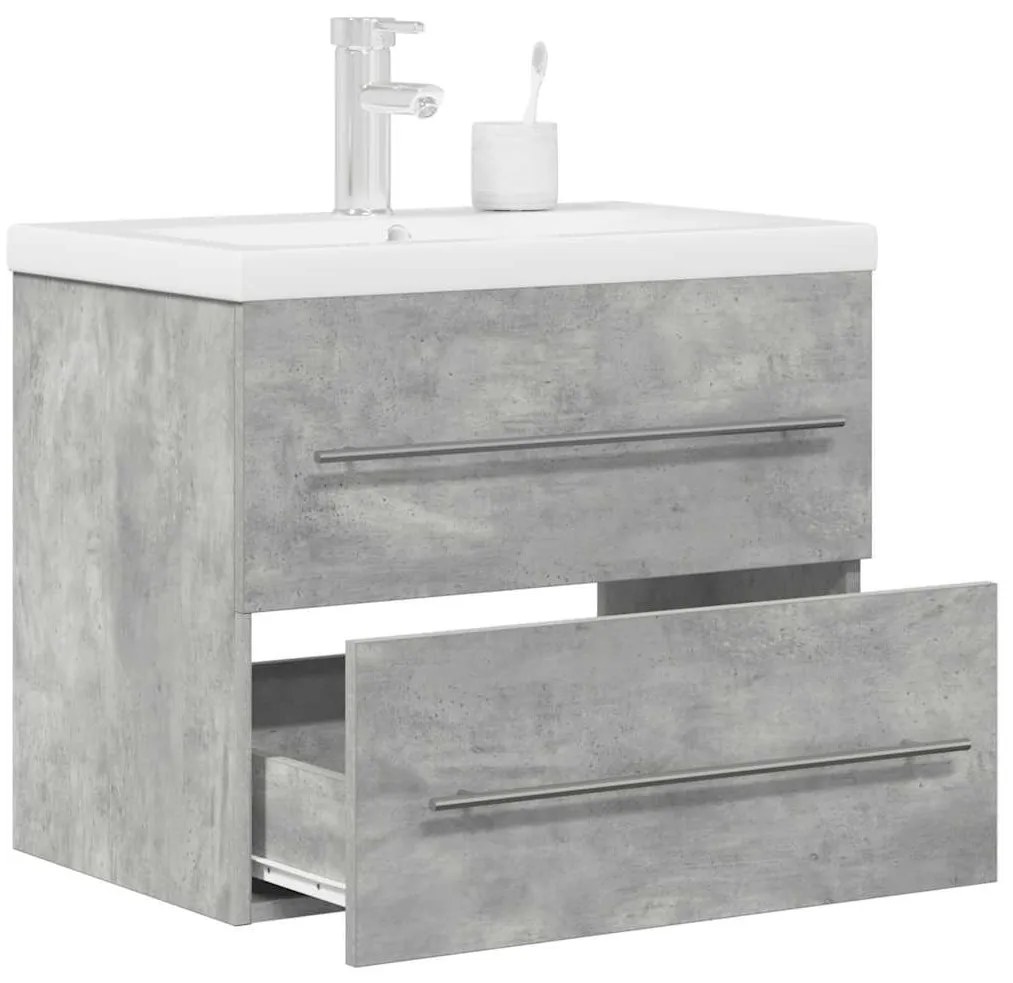 vidaXL Set mobilier de baie, 2 piese, gri beton, lemn compozit