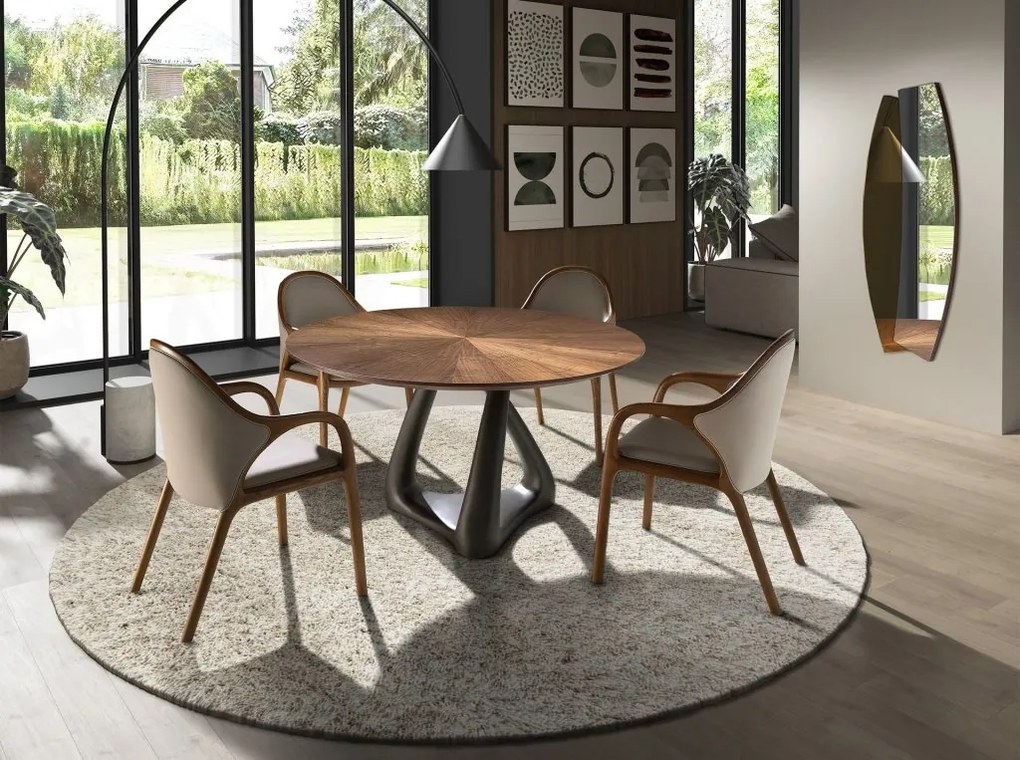 Oglinda de perete cu rama din lemn furniruit Organic walnut