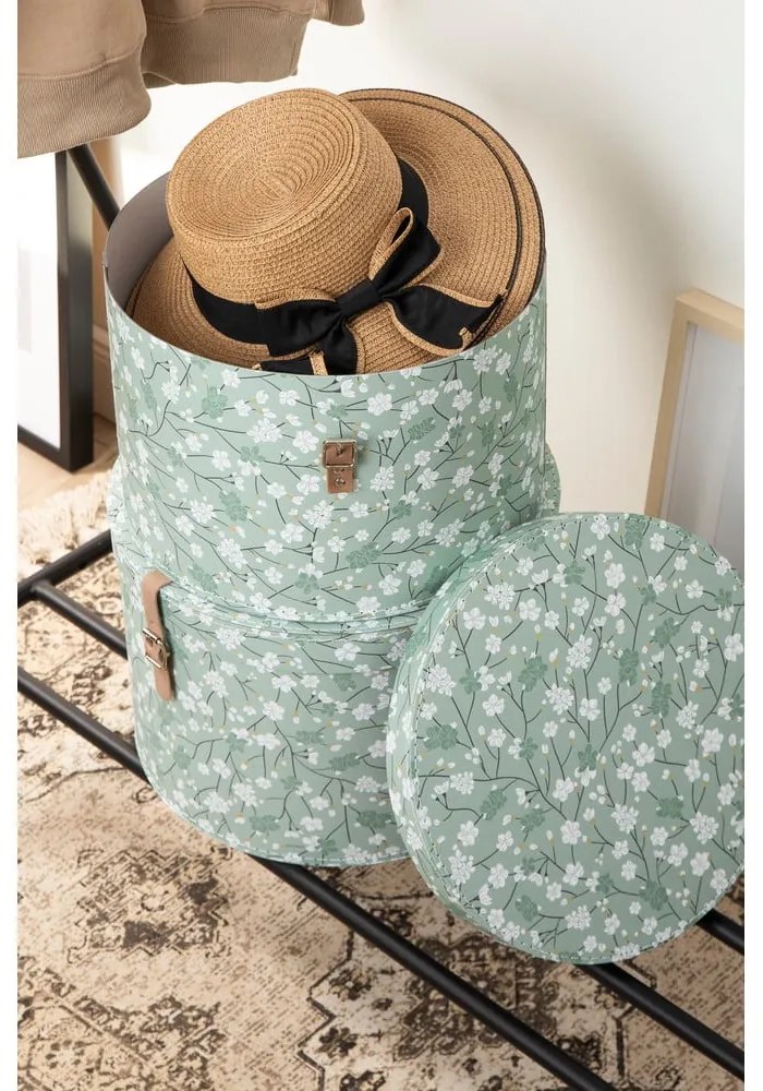 Cutii de depozitare verde-deschis 2 buc. din carton cu capac ø 37,5x25,5 cm Rut Paper Laminate – Bigso