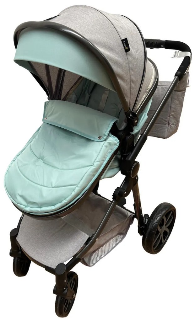 Carucior 2 in 1 cu cos de cumparaturi, transformabil, ușor și practic pentru copii 0-36 luni - CPC-34-bleu