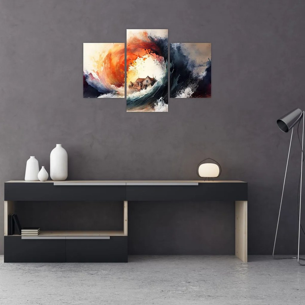 Tablou - În vârtejul potopului, acuarelă (90x60 cm)