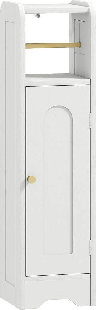 HOMCOM Dulap Compact pentru Baie cu Suport Hârtie Igienică - Alb | Aosom Romania