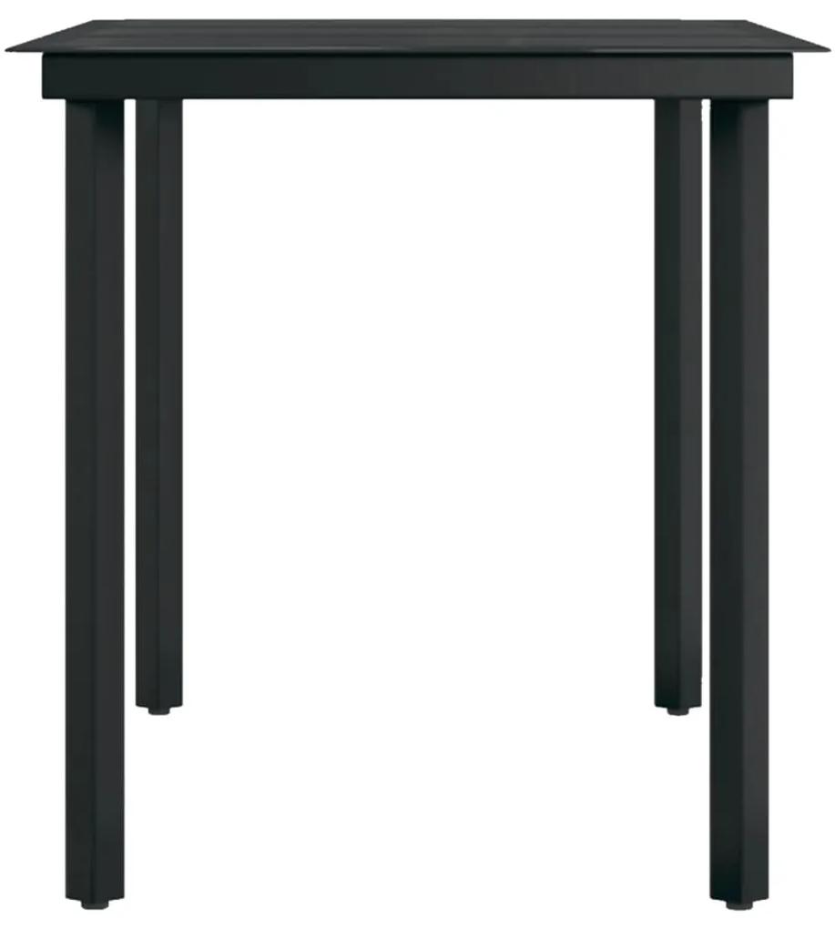 Set mobilier pentru gradina cu perne, 7 piese, negru negru si maro, Lungime masa 140 cm, 7