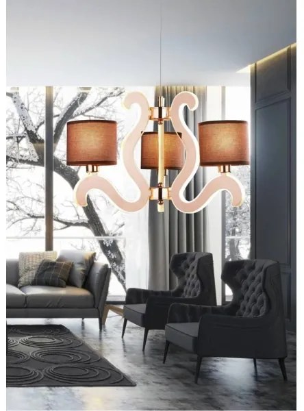 Lustră LED pe cablu AMBROSIA 3xE14/40W/230V + LED/18,4W cupru