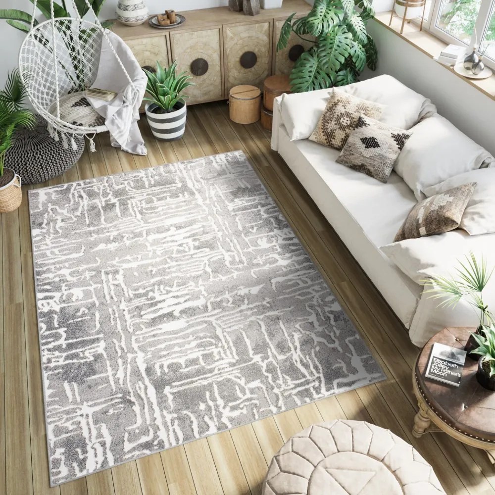 Covor de design gri cu model abstract de lumină Lăţime: 160 cm | Lungime: 220 cm