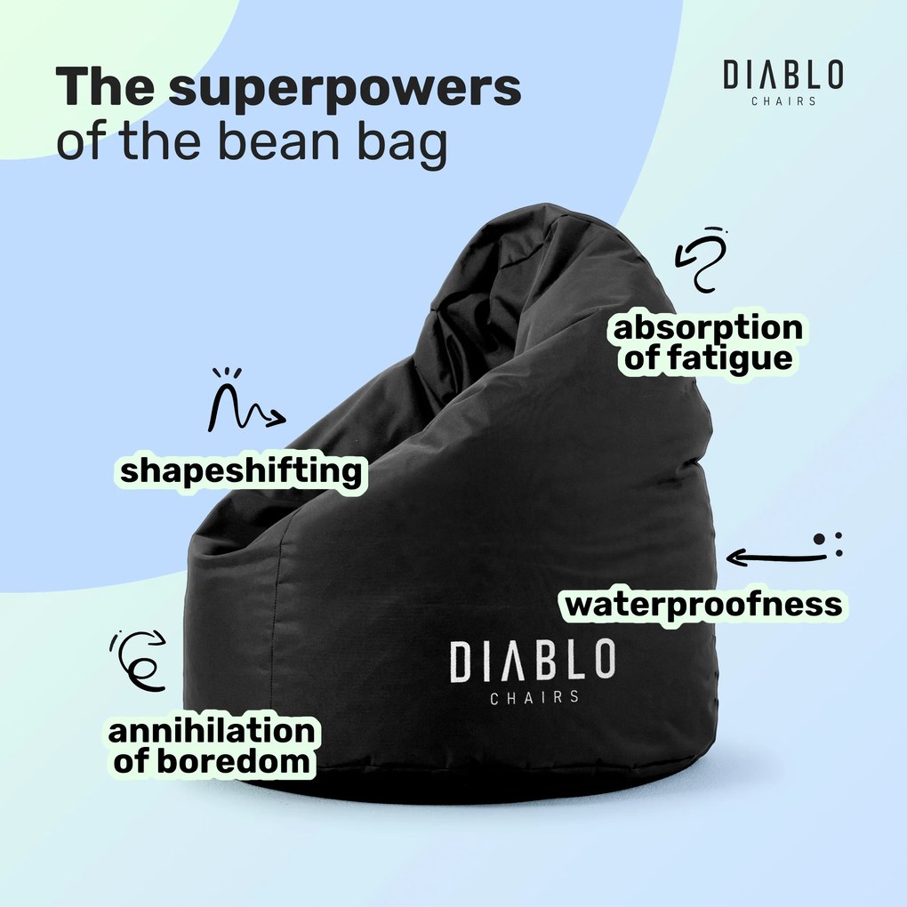 Fotoliul tip puf Diablo Chairs pentru copii: Negru