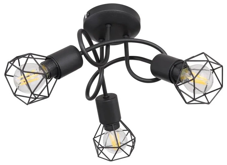 Plafoniera cu 3 spoturi design industrial XARA I negru 36cm