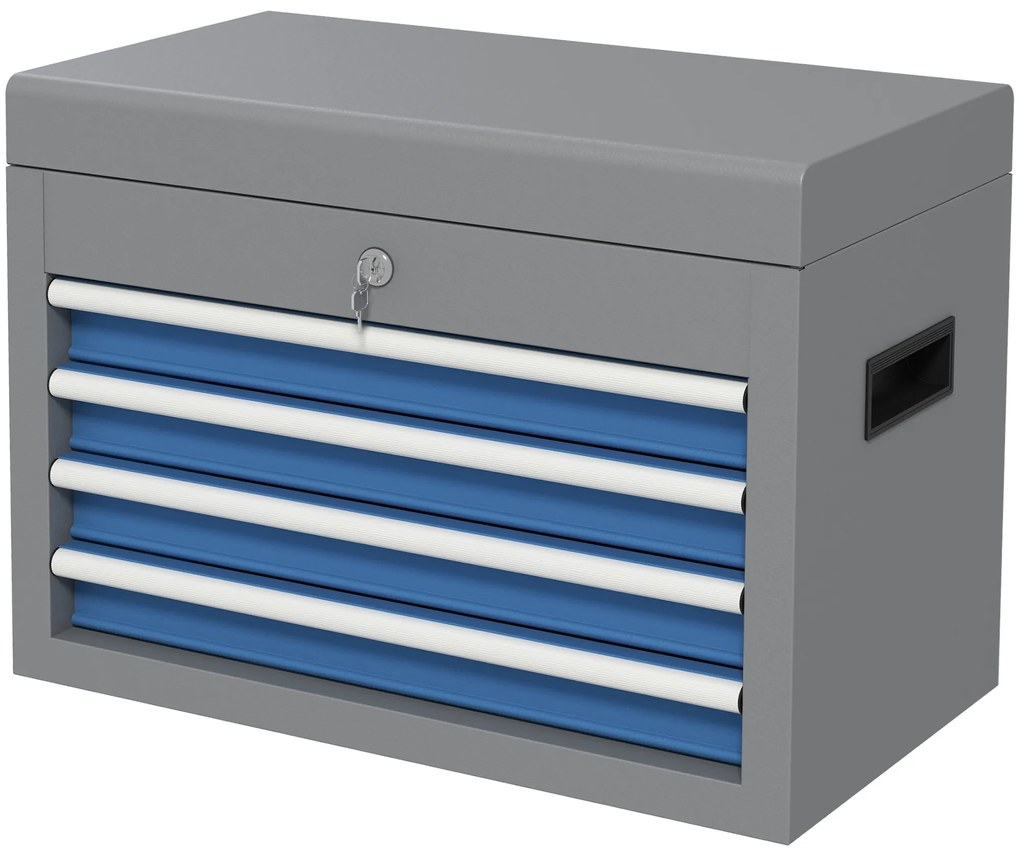 DURHAND Caisse boite à outils en metal cu 4 sertare și 1 blat superior, blocabil cu 2 chei furnizate, 2 mânere | Aosom Romania