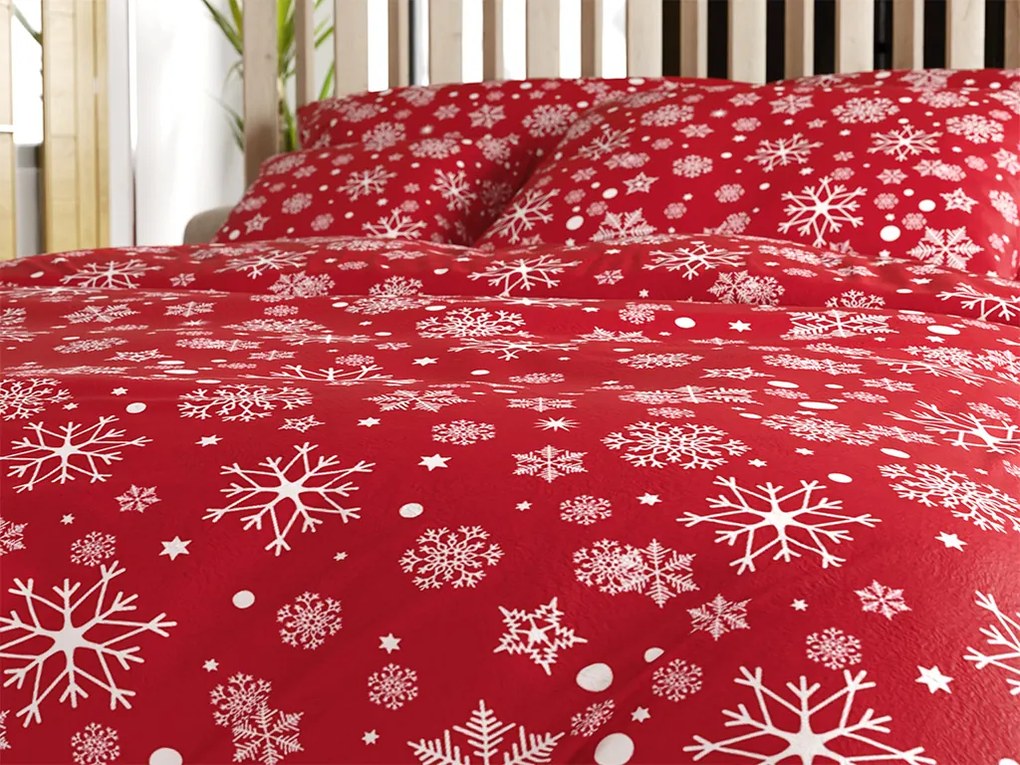 Lenjerie de pat din microplus SNOWFALL rosu Dimensiune lenjerie de pat: 2 buc 70 x 90 cm | 200 x 220 cm