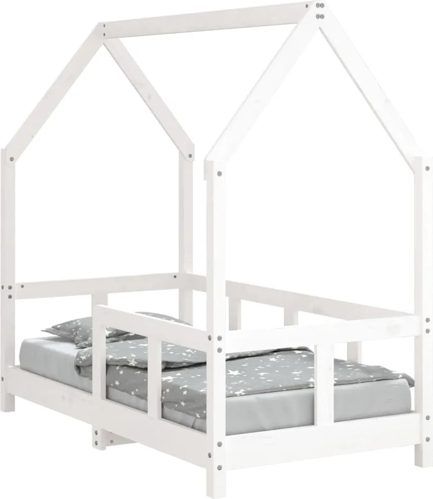 vidaXL Cadru de pat pentru copii, alb, 70x140 cm, lemn masiv de pin