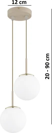 Brilagi - Lustră suspendată pe cablu, MILO ECRU 2x E27, 60 W, 230 V, bej/auriu
