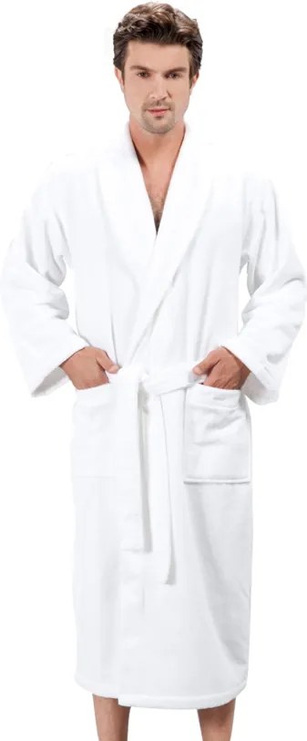 Halat unisex MICRO COTTON în cutie cadou + papuci Alb crem / Ecru S + Papuci de casa (36/38) + cutie cadou