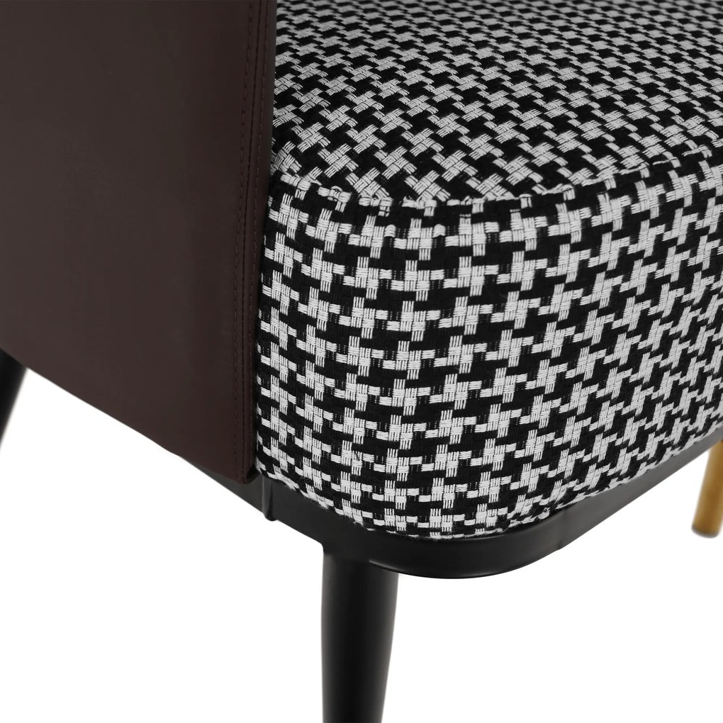 Fotoliu design, model alb-negru/ piele ecologică maro, EMREN